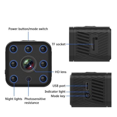 WiFi Minikamera HD 1080P Night Vision Trådlös övervakningskamera