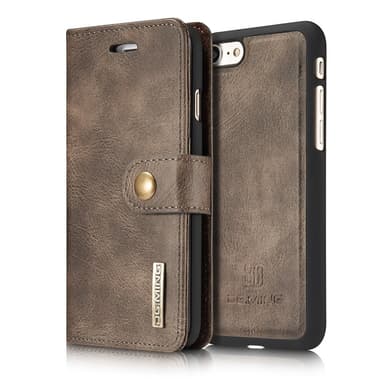 DG.MING iPhone 8/7/6 Split Läder Plånboksfodral - Coffee