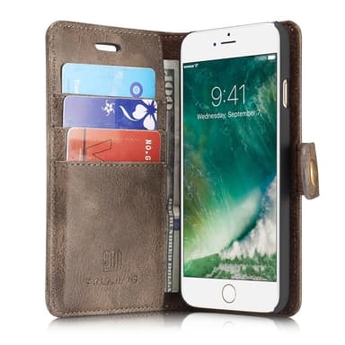 DG.MING iPhone 8/7/6 Split Läder Plånboksfodral - Coffee