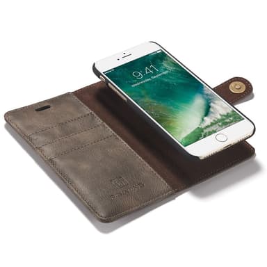 DG.MING iPhone 8/7/6 Split Läder Plånboksfodral - Coffee