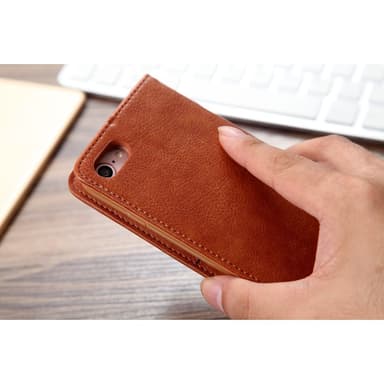 CMAI2 Litchi plånboksfodral till iPhone 7 / 8 / SE (2020) - Brun