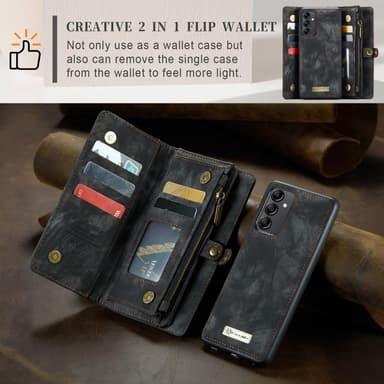För Samsung Galaxy A34 5G Caseme Retro plånboksfodral - Svart