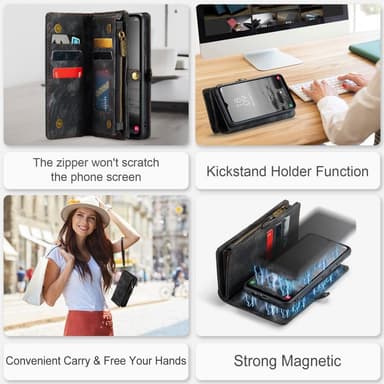 För Samsung Galaxy A34 5G Caseme Retro plånboksfodral - Svart