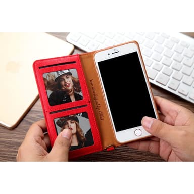 CMAI2 Litchi plånboksfodral till iPhone 7 / 8 / SE (2020) - Röd