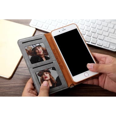 CMAI2 Litchi plånboksfodral till iPhone 7 Plus - Grå