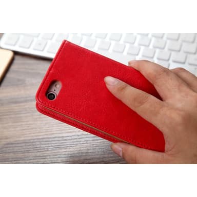CMAI2 Litchi plånboksfodral till iPhone 7 / 8 / SE (2020) - Röd