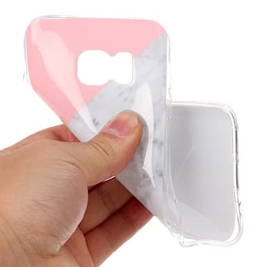 MTK Samsung Galaxy S7 SM-G930 TPU Marmor - Rosa-Vit-Svart