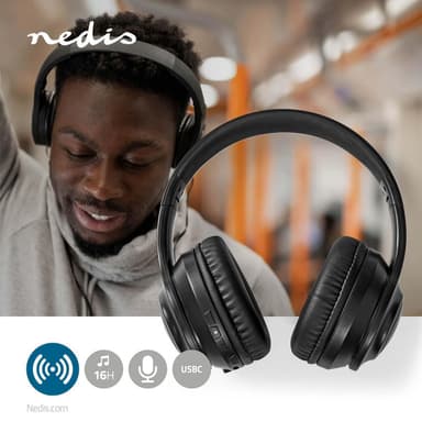 Trådlösa Over-Ear hörlurar | Maximal batteritid: 16 timmar | Inbygd mikrofon | Tryck på Kontroll | Brusreducering | Stöd för röststyrning | Volymkontroll | Svart