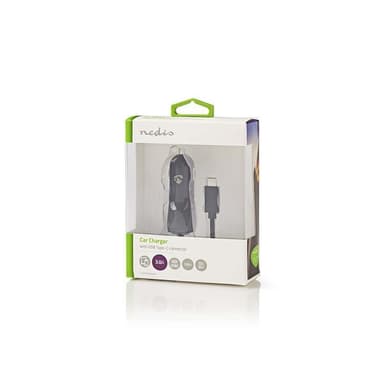 Billaddare | 3.0 A | Fast kabel | USB-CT | Svart