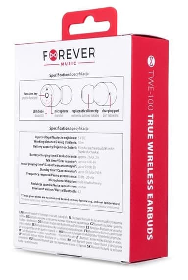 Forever, True wireless earbuds TWE-100, Svart