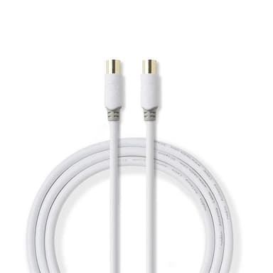 Koaxialkabel 100 dB | IEC-hane (koaxial) - IEC-hona (koaxial) | 2.0 m | Vit
