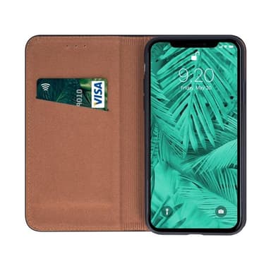 Forever ÄKTA läderväska Smart Pro för iPhone 7/8/SE, Svart