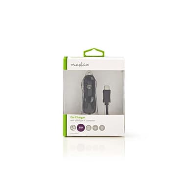 Billaddare | 3.0 A | Fast kabel | USB-CT | Svart