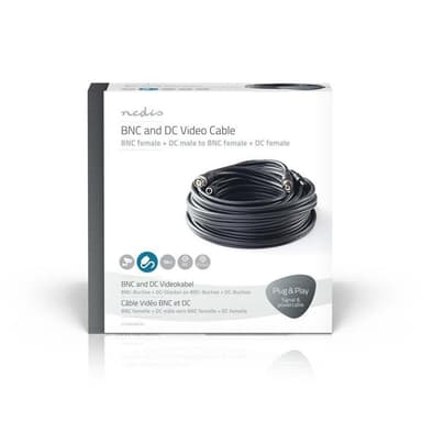 CCTV-säkerhetskabel BNC/DC | RG59 | 10 m | förmonterade kontaktdon