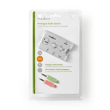 Analog audioswitch 2x 3.5 mm hane, 3x 3.5 mm hona + 2.5 mm hona elfenbensfärgad