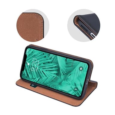 Forever ÄKTA läderväska Smart Pro för Samsung S10 Plus Svart