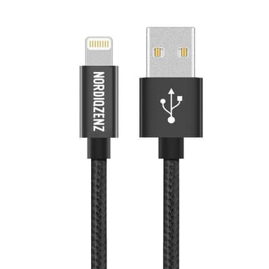 NORDIQZENZ Lightning Textilkabel, 2m, Svart