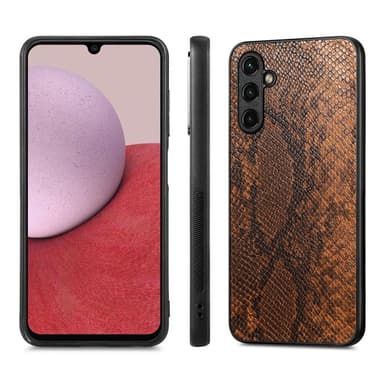 SKALO Samsung A14 4G/5G Ormskinn PU-Läder Hybrid Skal - Brun