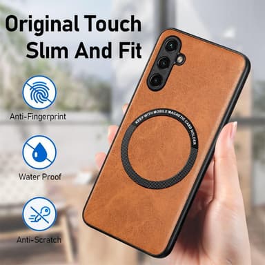 SKALO Samsung A14 4G/5G PU-Läder Hybrid Magnetring Skal - Brun