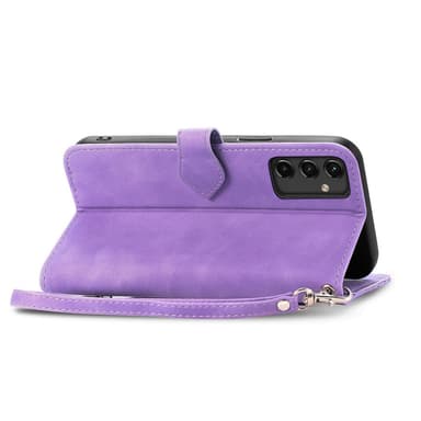 SKALO Samsung A14 4G/5G Big Wallet Flower Plånboksfodral - Lila