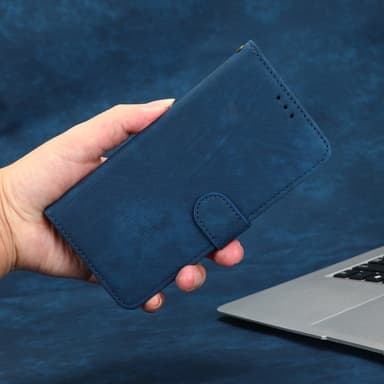 SKALO Samsung A14 4G/5G Plånboksfodral i PU-Läder - Blå