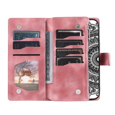 SKALO Samsung A34 5G Big Wallet Mandala Plånboksfodral - Roséguld