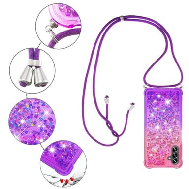 SKALO Samsung A54 5G Kvicksand Glitter Mobilhalsband - Rosa-Lila