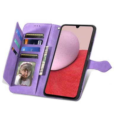 SKALO Samsung A14 4G/5G Big Wallet Flower Plånboksfodral - Lila