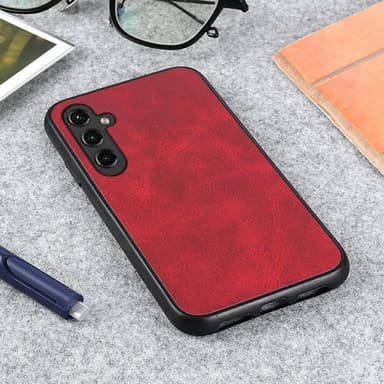 SKALO Samsung A14 4G/5G PU-Läder Hybrid Skal - Röd