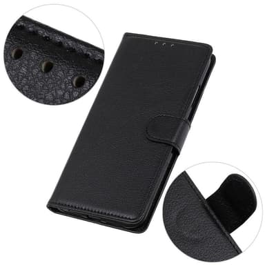 SKALO Samsung A14 4G/5G Litchi Plånboksfodral - Svart