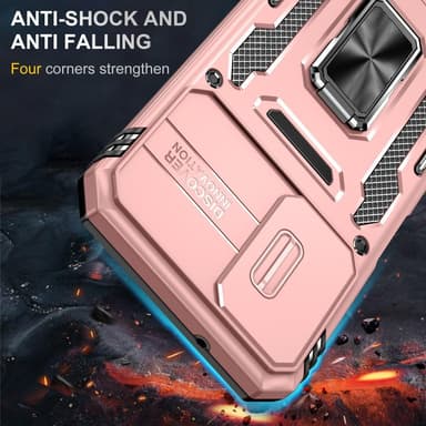 SKALO Samsung A14 4G/5G Armor Hybrid Metallring Kameraslider - Roséguld