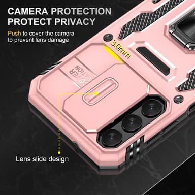 SKALO Samsung A14 4G/5G Armor Hybrid Metallring Kameraslider - Roséguld