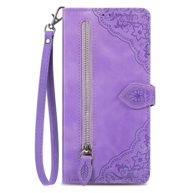 SKALO Samsung A14 4G/5G Big Wallet Flower Plånboksfodral - Lila