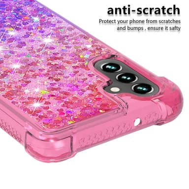 SKALO Samsung A54 5G Kvicksand Glitter Hjärtan TPU-skal - Rosa-Lila