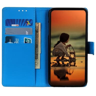 SKALO Samsung A14 4G/5G Litchi Plånboksfodral - Blå