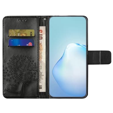 SKALO Samsung A14 4G/5G Owl Tree Plånboksfodral - Svart