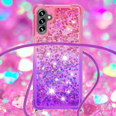 SKALO Samsung A54 5G Kvicksand Glitter Mobilhalsband - Rosa-Lila