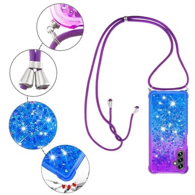 SKALO Samsung A34 5G Kvicksand Glitter Mobilhalsband - Lila-Blå