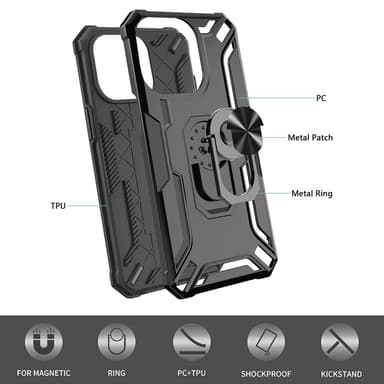 SKALO Samsung A34 5G Armor Hybrid Metallring skal - Svart