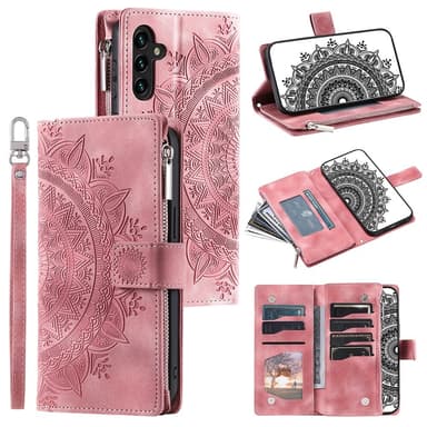 SKALO Samsung A34 5G Big Wallet Mandala Plånboksfodral - Roséguld