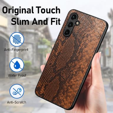 SKALO Samsung A54 5G Ormskinn PU-Läder Hybrid Skal - Brun