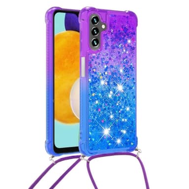 SKALO Samsung A34 5G Kvicksand Glitter Mobilhalsband - Lila-Blå