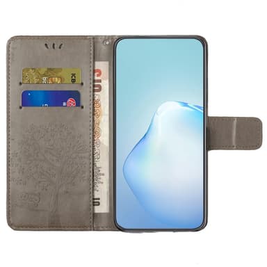 SKALO Samsung A14 4G/5G Owl Tree Plånboksfodral - Grå