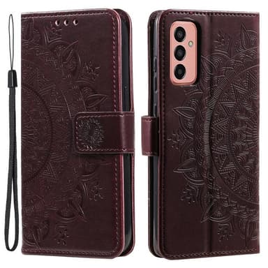 SKALO Samsung A14 4G/5G Mandala Plånboksfodral - Brun