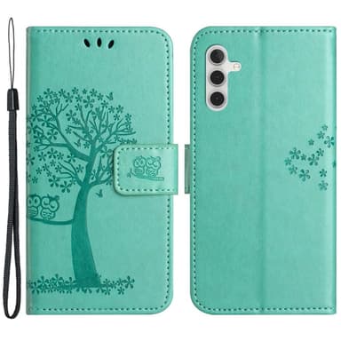 SKALO Samsung A14 4G/5G Owl Tree Plånboksfodral - Turkos