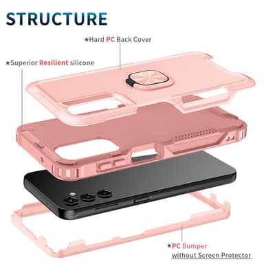 SKALO Samsung A54 5G Armor Hybrid Metallring skal - Rosa