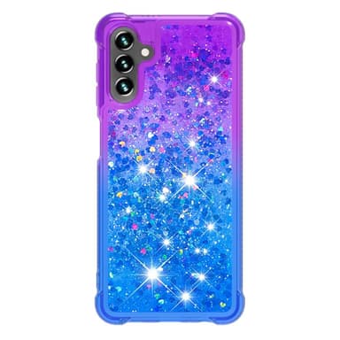 SKALO Samsung A54 5G Kvicksand Glitter Hjärtan TPU-skal - Lila-Blå
