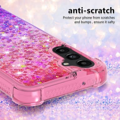 SKALO Samsung A14 5G Kvicksand Glitter Hjärtan TPU-skal - Rosa-Lila