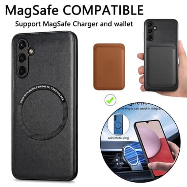 SKALO Samsung A14 4G/5G PU-Läder Hybrid Magnetring Skal - Svart
