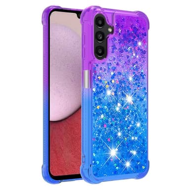 SKALO Samsung A14 5G Kvicksand Glitter Hjärtan TPU-skal - Lila-Blå